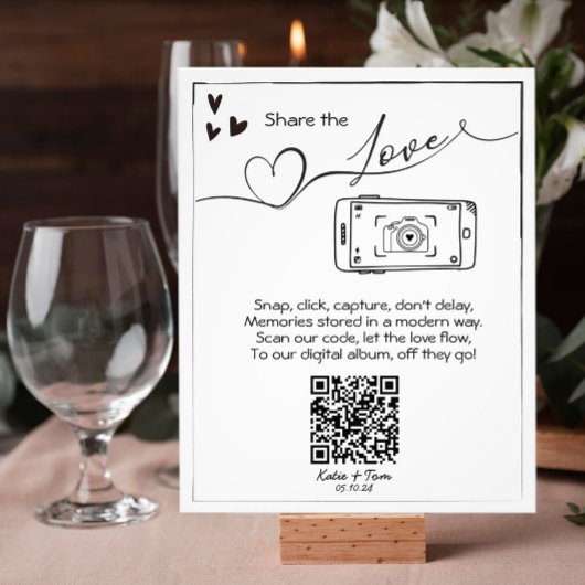 Deel de Love Wedding Photo QR Code Poster