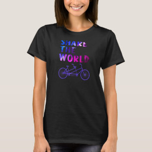 Deel de wereldwijde cyclus van fietsen met tandem t-shirt