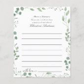 Deel een geheugen begrafenisdienst aanwezigheid (Achterkant)