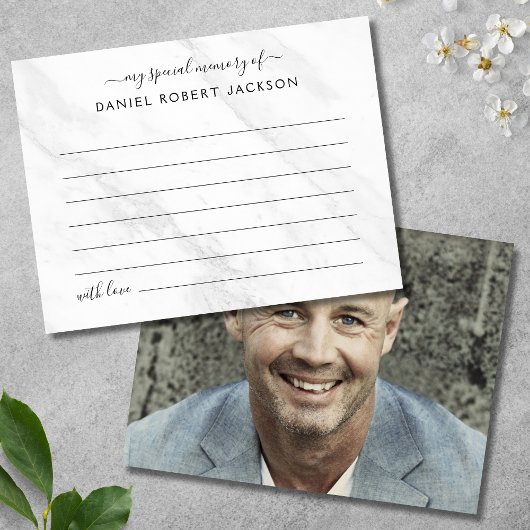 Deel Een Herinnering Foto Begrafenis Witte Marmer Briefkaart