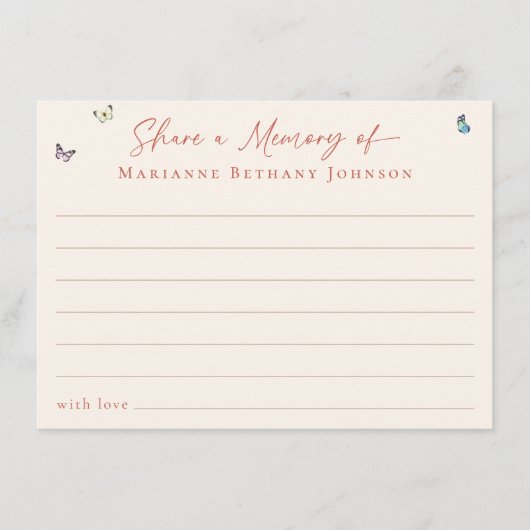 Deel een herinnering Wildflower Viering van het le Informatiekaartje (Voorkant)