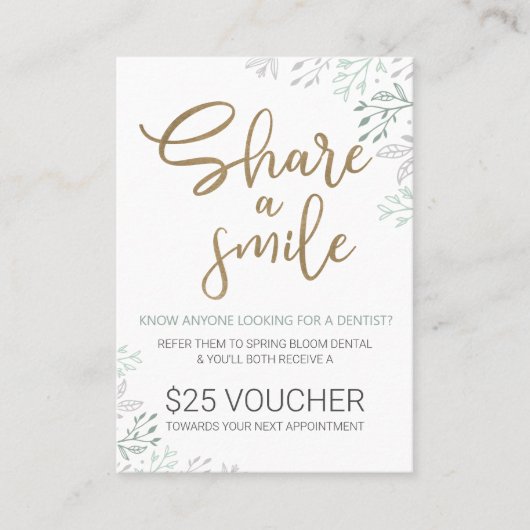 Deel een Smile Dental Reference Program Visitekaartje (Voorkant)