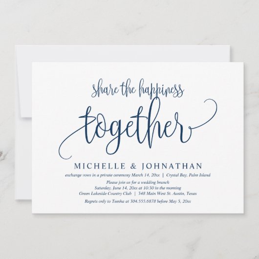 Deel het geluk samen, Trouwen zonder publiek  I Kaart (Voorkant)