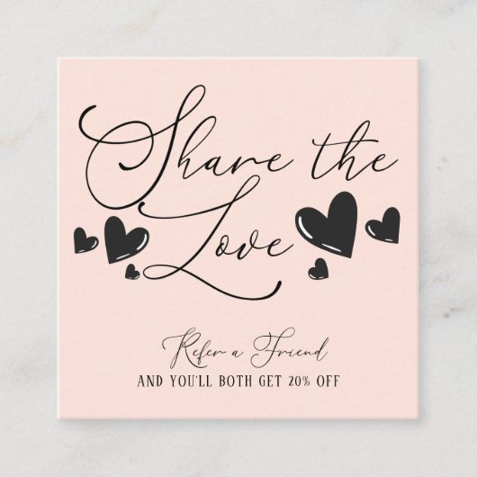 Deel het Love Simple Minimal Hearts-script Aanbevelingskaartje (Voorkant)