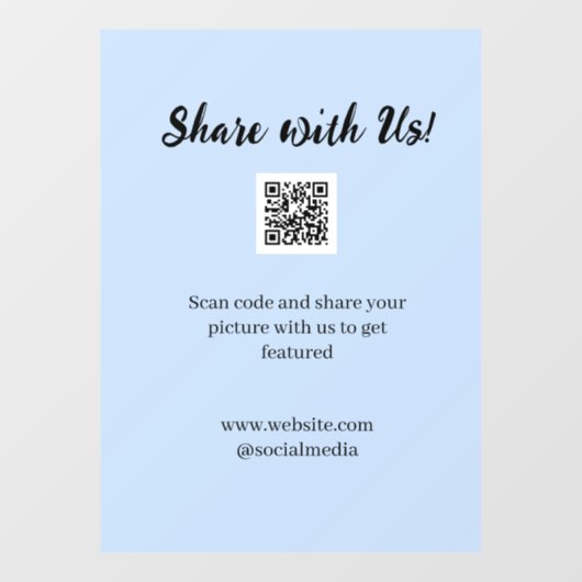 Deel je afbeelding scan QR-code website e-mail toe Raamsticker (Vel)