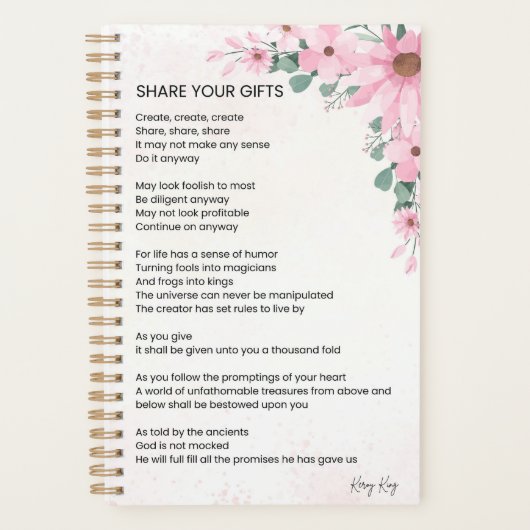 Deel je geschenken Inspirerend empowerment gedicht Planner (Voorkant)
