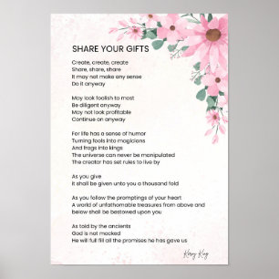 Deel je geschenken Inspirerend empowerment gedicht Poster