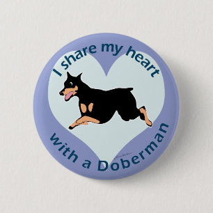 Deel je hart - Doberman Ronde Button 5,7 Cm