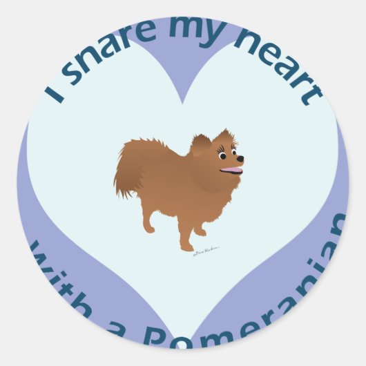 Deel je hart - Pommeren Ronde Sticker (Voorkant)