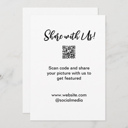 Deel uw afbeelding scan QR-code website toevoegen  Bedankkaart (Voorkant / Achterkant)