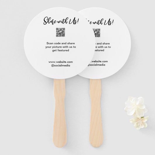 Deel uw afbeelding scan QR-code website toevoegen  Handwaaier (Voorkant en achterkant)