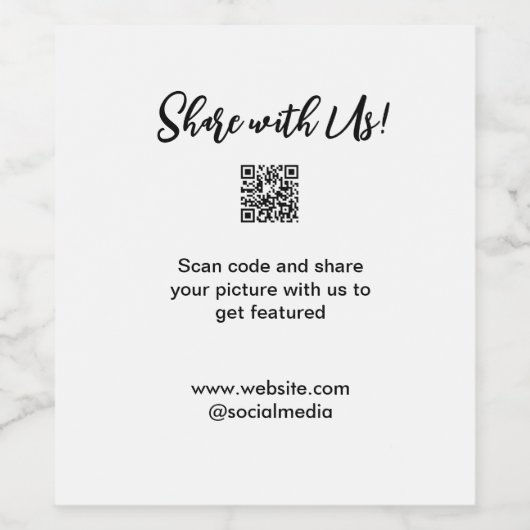 Deel uw afbeelding scan QR-code website toevoegen Wijn Etiket (Enkel label)