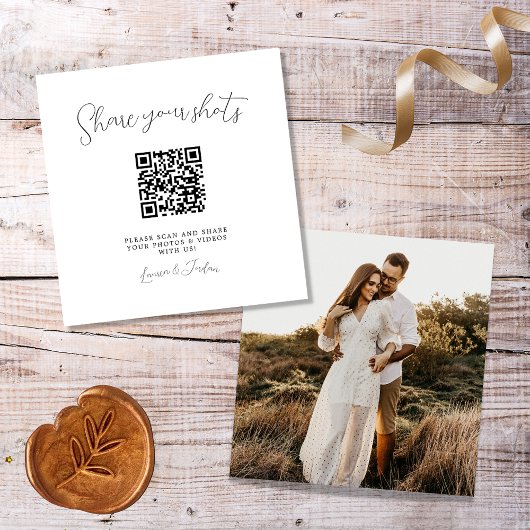 Deel uw Shots Fotoalbum QR Code Bruiloft Informatiekaartje