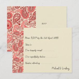 Deel van Love Letters Paisley Rose Collection RSVP Briefkaart
