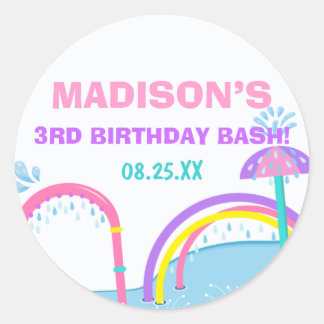 Deelgebied Splish Splash Pad Water Park Girl Birth Ronde Sticker