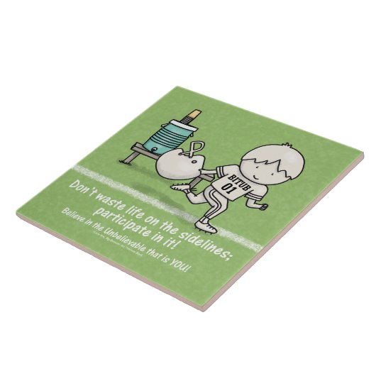 Deelnemen aan het leven tegeltje (Zijkant)