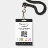 Deelnemer Event Badge Conference QR Code Logo Zwar (Front with Lanyard)