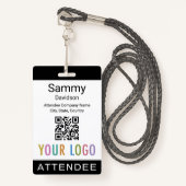 Deelnemer Event Badge Conference QR Code Logo Zwar (Voorkant met draagriem)