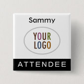Deelnemer Pin Achternaam Badge Square Logo Button (Voorkant)
