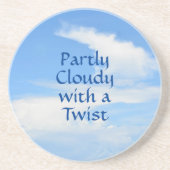 Deels Bewolkte Hemel met een Twist Blauw en Wit Zandsteen Onderzetter (Voorkant)