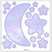 Deels van Paarse maan en sterren Sticker (Vel)