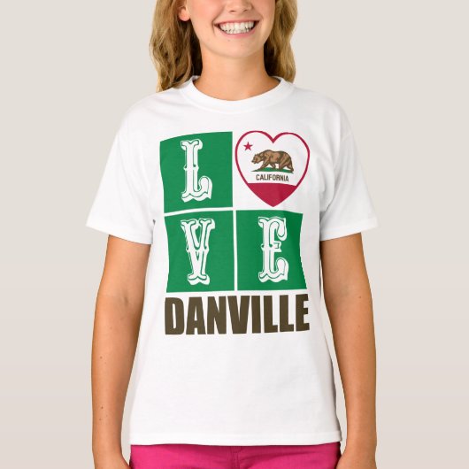 Deelstaat Californië - Vlag Heart Danville T-shirt (Voorkant)