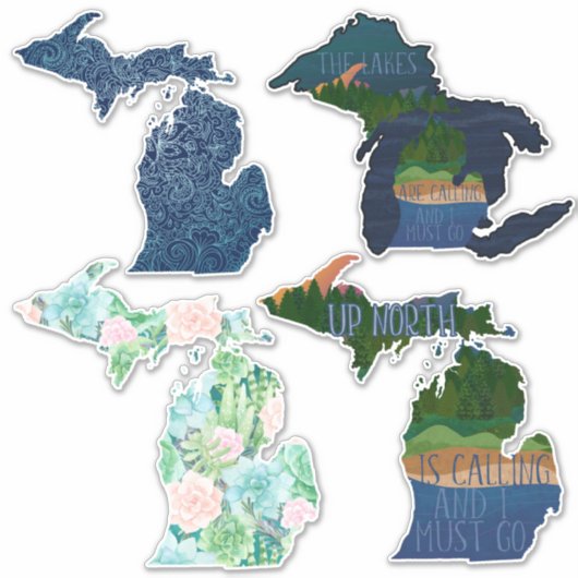 Deelstaat Michigan Great Lakes | Art.c.2021 van Ch Sticker (Voorkant)