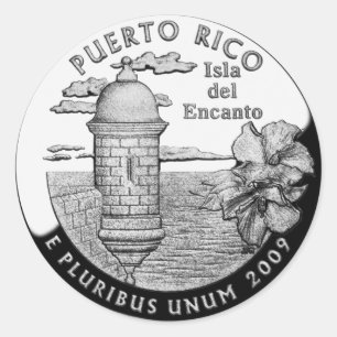 Deelstaatkwartaal Puerto Rico Ronde Sticker