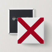 Deelstaatvlag Alabama, St Andrew Crimson Cross Vierkante Button 5,1 Cm (Voorkant /achterkant)