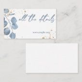 Deeltjeskaart voor mosterdblauw goud informatiekaartje (Voorkant / Achterkant)