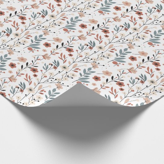 Deens bloemenpatroon Poppy Cherry Blossom Bloemen Cadeaupapier (Hoek)