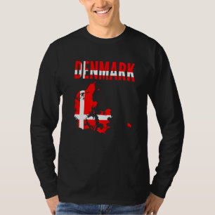 Deens Denemarken Landkaart Vlag Geschaafd Denma T-shirt