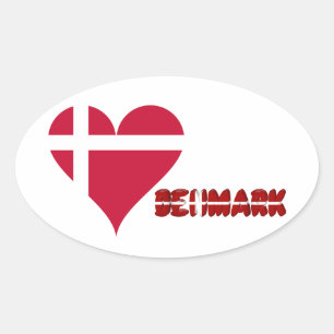 Deens hart ovale sticker