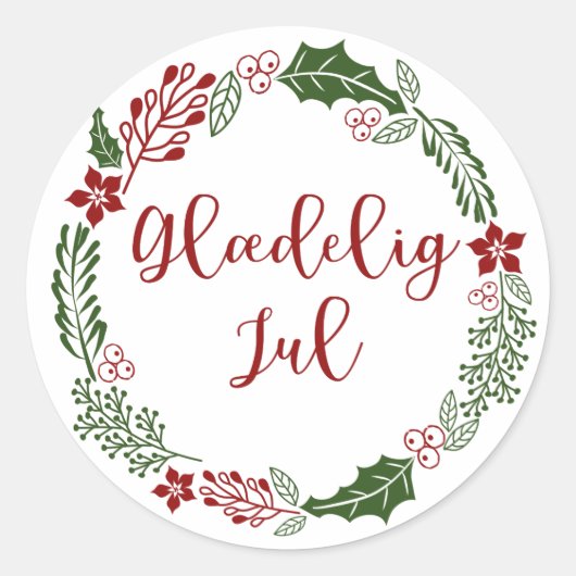 Deens kerstfeest, Glædelig jul Ronde Sticker (Voorkant)