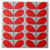 Deens leren uit de middeleeuwen, diep rood en grij tegeltje (Voorkant)