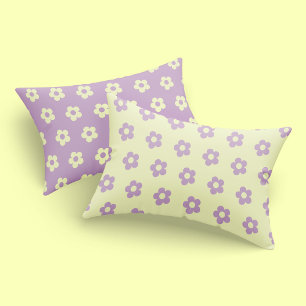 Deens pastelgeel Paarse omkeerbare daisy print Kussensloop