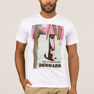 Deens vintage cartoon landschap reisposter t-shirt