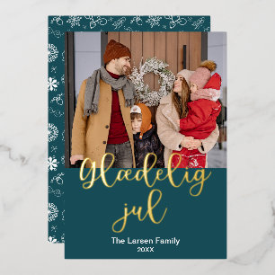 Deens Vrolijk Kerstfeest, Glædelig jul, Elegant Folie Feestdagenkaart