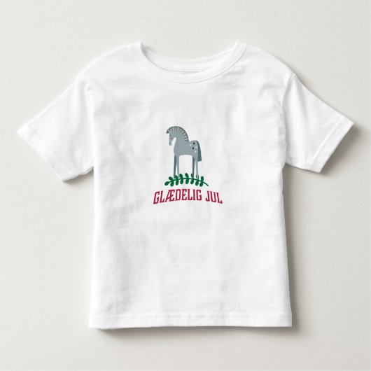 Deens Vrolijk Kerstmis Dala Paard Kinder Shirts (Voorkant)
