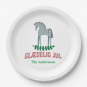 Deens Vrolijk Kerstmis Dala Paard Papieren Bordje