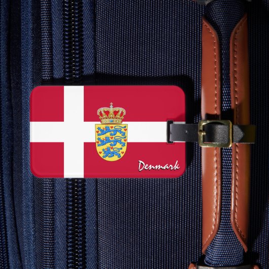 Deense Bagagelabel, patriottische Deense vlag Bagagelabel (Voorkant Insitu 4)