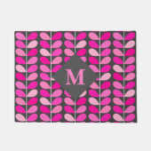 Deense bladeren met monogram, fuchsia roze en grij deurmat (Voorkant)
