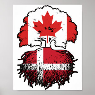 Deense Canadese vlag voor bomen Poster