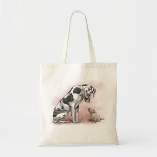 Deense Dog en Schotse Terrier Cartoon Tote Bag