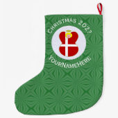 Deense engel kerstvlag gepersonaliseerd grote kerstsok (Achterkant)