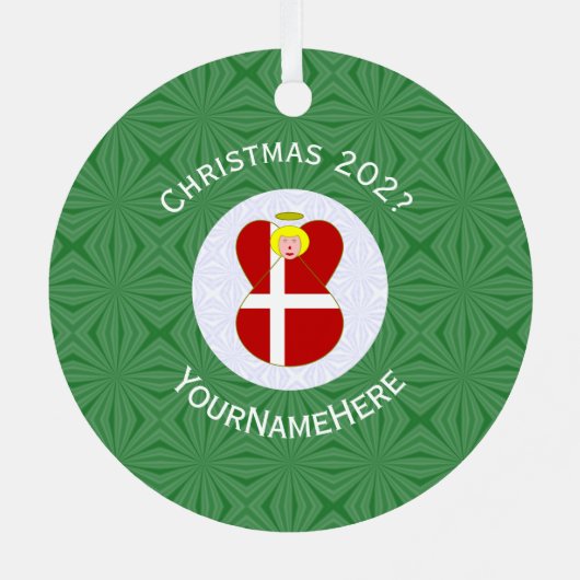 Deense engel kerstvlag gepersonaliseerd metalen ornament (Achterkant)