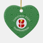 Deense engelse kerstnaam jaarhart keramisch ornament (Achterkant)