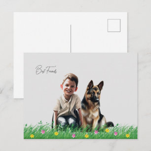 Deense herder en jongen briefkaart
