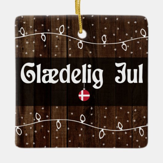 Deense kerst met pretje, Glædelig jul Rustic Style Keramisch Ornament (Voorkant)