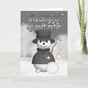 Deense kerstkaart met moderne stijlvolle sneeuwpop feestdagen kaart